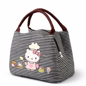 Hello Kitty Black and White Striped Lunch Bag
